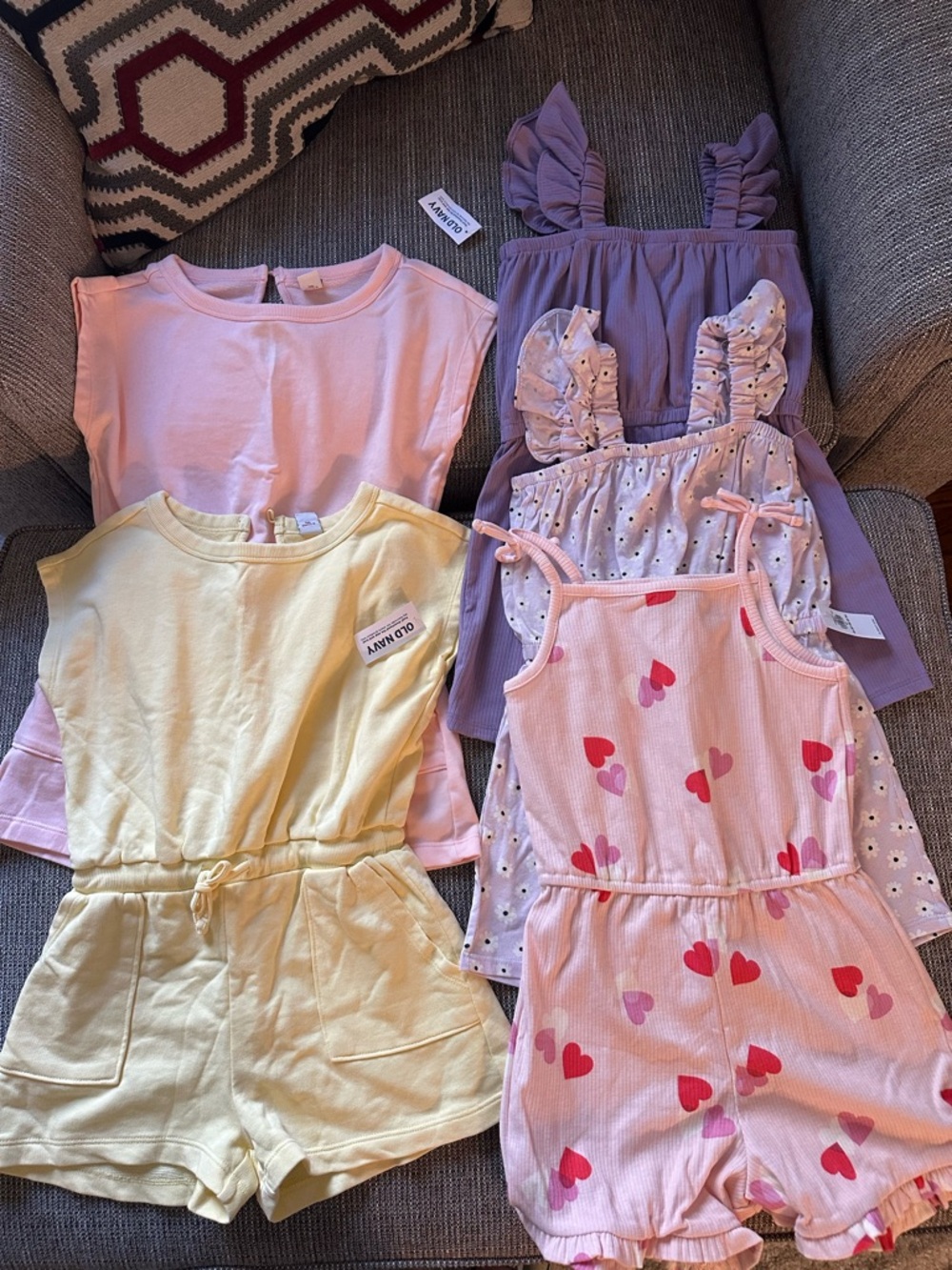 NEW WITH TAGS- 5 Old Navy Girls Pastel Romper Bundle - size small 6/7